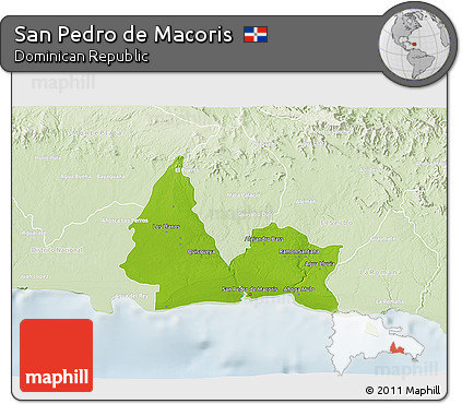 Physical 3D Map of San Pedro De Macoris, lighten