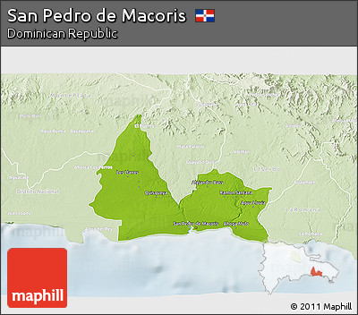 Physical 3D Map of San Pedro De Macoris, lighten