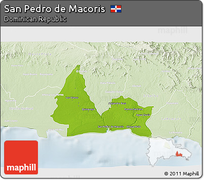 Physical 3D Map of San Pedro De Macoris, lighten