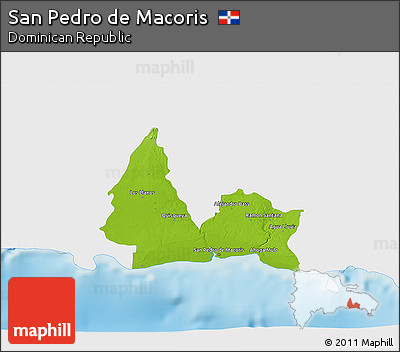 Physical 3D Map of San Pedro De Macoris, single color outside