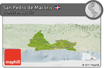 Satellite Panoramic Map of San Pedro De Macoris, lighten