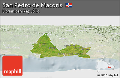 Satellite Panoramic Map of San Pedro De Macoris, lighten