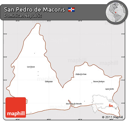Classic Style Simple Map of San Pedro De Macoris, cropped outside