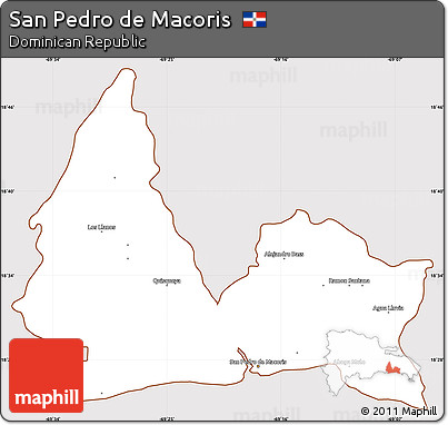 Classic Style Simple Map of San Pedro De Macoris, cropped outside