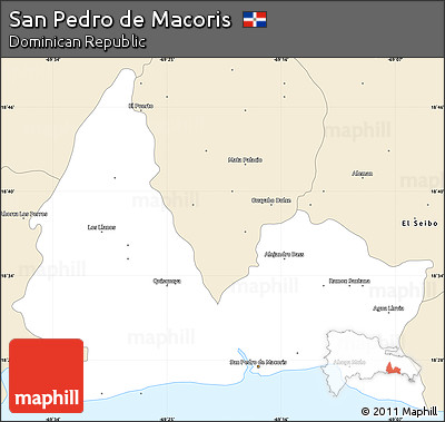 Classic Style Simple Map of San Pedro De Macoris