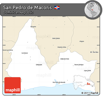 Classic Style Simple Map of San Pedro De Macoris