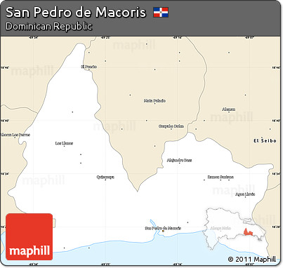 Classic Style Simple Map of San Pedro De Macoris