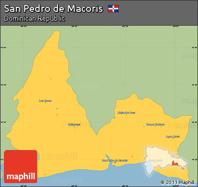Savanna Style Simple Map of San Pedro De Macoris, single color outside