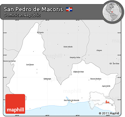 Silver Style Simple Map of San Pedro De Macoris