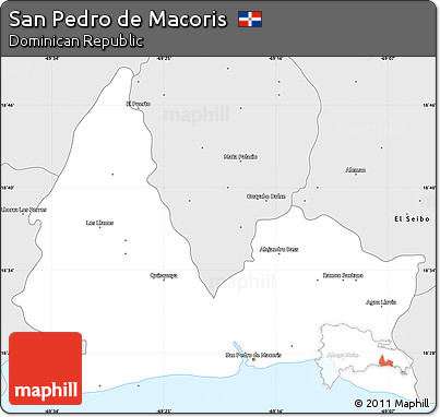 Silver Style Simple Map of San Pedro De Macoris