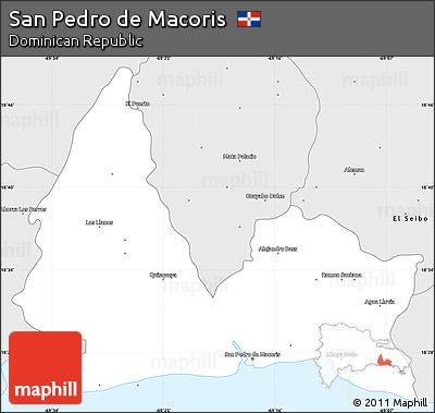 Silver Style Simple Map of San Pedro De Macoris