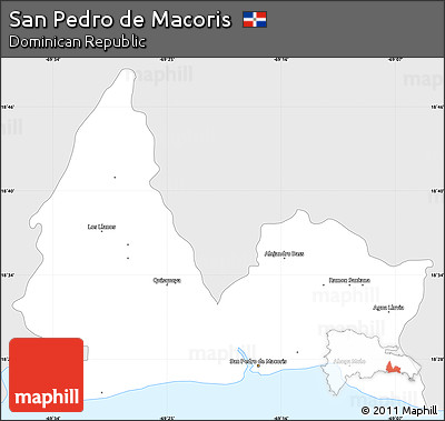 Silver Style Simple Map of San Pedro De Macoris, single color outside