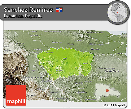 Physical 3D Map of Sanchez Ramirez, semi-desaturated
