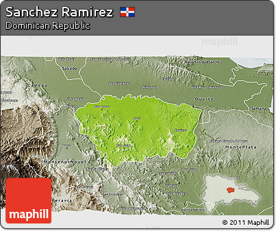 Physical 3D Map of Sanchez Ramirez, semi-desaturated
