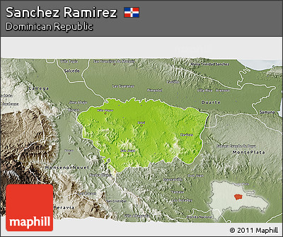 Physical 3D Map of Sanchez Ramirez, semi-desaturated