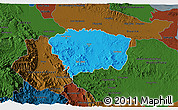 Political 3D Map of Sanchez Ramirez, darken