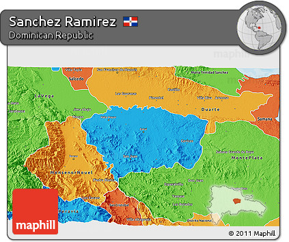 Political 3D Map of Sanchez Ramirez