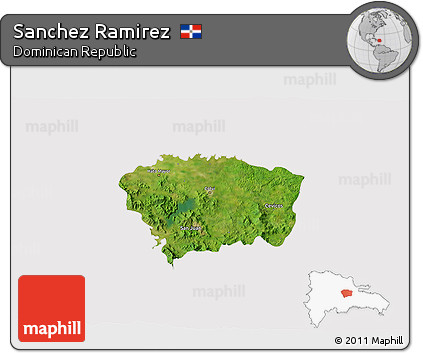 Satellite 3D Map of Sanchez Ramirez, cropped outside