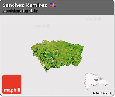 Satellite 3D Map of Sanchez Ramirez, cropped outside