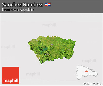 Satellite 3D Map of Sanchez Ramirez, cropped outside