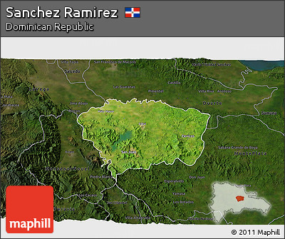 Satellite 3D Map of Sanchez Ramirez, darken