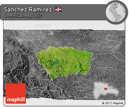 Satellite 3D Map of Sanchez Ramirez, desaturated