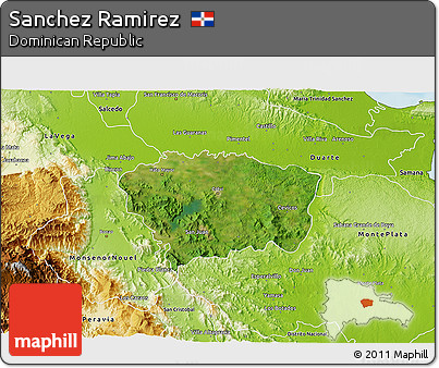 Satellite 3D Map of Sanchez Ramirez, physical outside