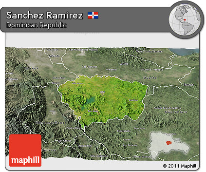 Satellite 3D Map of Sanchez Ramirez, semi-desaturated