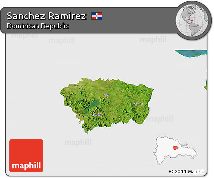 Satellite 3D Map of Sanchez Ramirez, single color outside