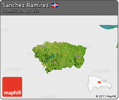Satellite 3D Map of Sanchez Ramirez, single color outside