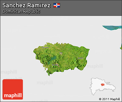 Satellite 3D Map of Sanchez Ramirez, single color outside