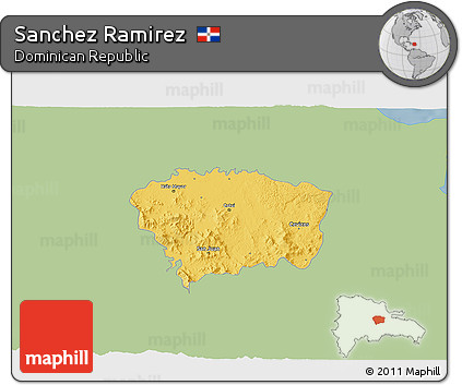 Savanna Style 3D Map of Sanchez Ramirez, single color outside