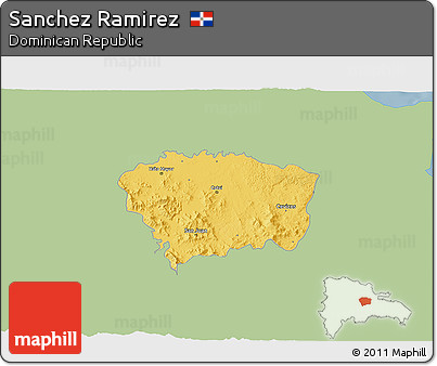Savanna Style 3D Map of Sanchez Ramirez, single color outside