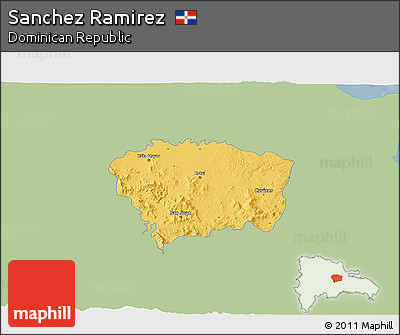 Savanna Style 3D Map of Sanchez Ramirez, single color outside