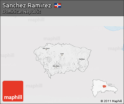 Silver Style 3D Map of Sanchez Ramirez, single color outside