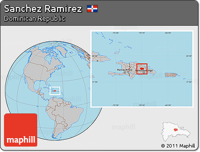 Gray Location Map of Sanchez Ramirez