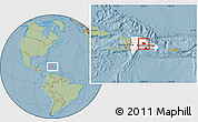 Savanna Style Location Map of Sanchez Ramirez, highlighted country, hill shading