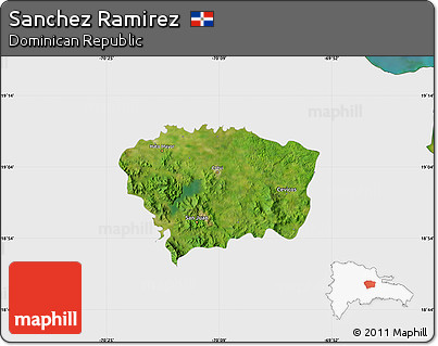 Satellite Map of Sanchez Ramirez, single color outside