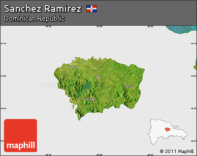 Satellite Map of Sanchez Ramirez, single color outside