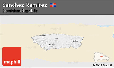 Classic Style Panoramic Map of Sanchez Ramirez, single color outside