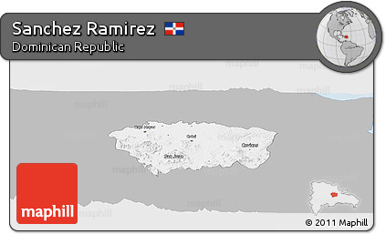Gray Panoramic Map of Sanchez Ramirez, single color outside