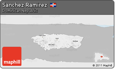 Gray Panoramic Map of Sanchez Ramirez, single color outside