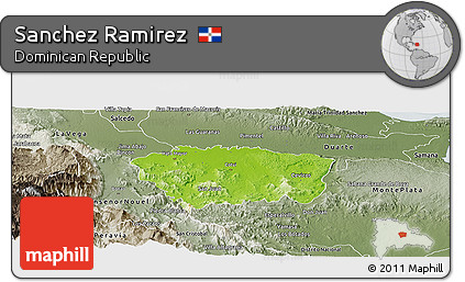 Physical Panoramic Map of Sanchez Ramirez, semi-desaturated