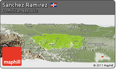 Physical Panoramic Map of Sanchez Ramirez, semi-desaturated