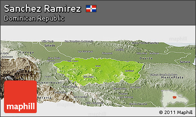 Physical Panoramic Map of Sanchez Ramirez, semi-desaturated