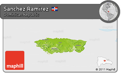 Physical Panoramic Map of Sanchez Ramirez, single color outside