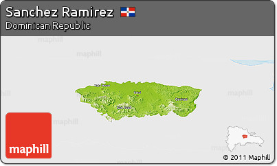 Physical Panoramic Map of Sanchez Ramirez, single color outside