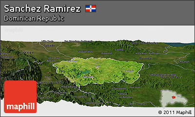 Satellite Panoramic Map of Sanchez Ramirez, darken
