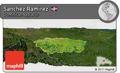 Satellite Panoramic Map of Sanchez Ramirez, darken
