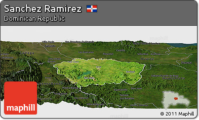 Satellite Panoramic Map of Sanchez Ramirez, darken